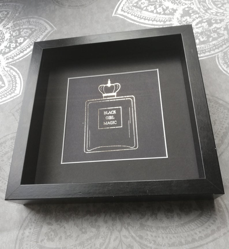 Black Girl Magic perfume bottle print